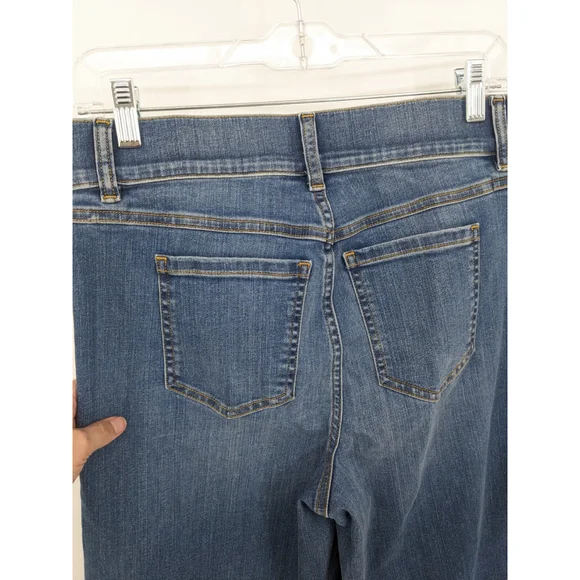 Spanx Jeans Womens Medium Blue Seamed Front Wide Leg Denim Stretch Pants Comfort - Picture 6 of 12